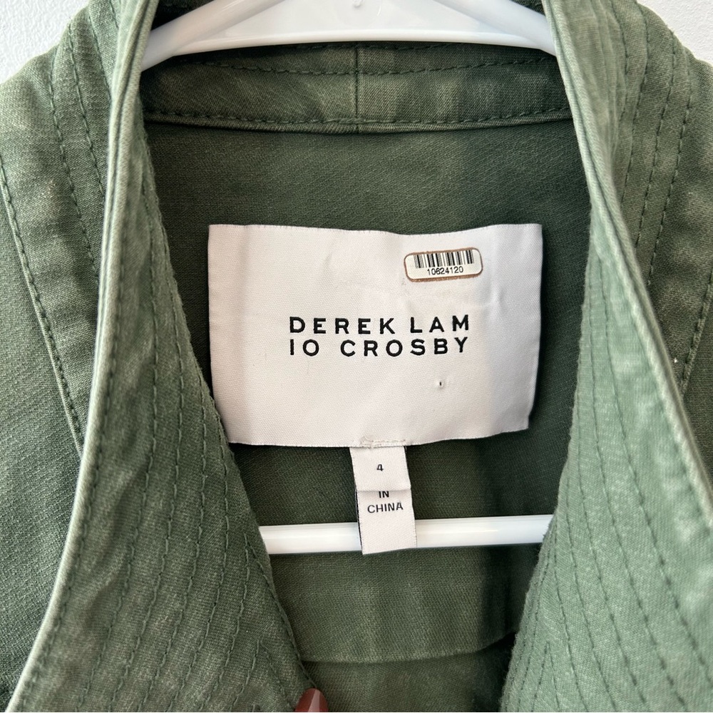 Derek Lam 10 Crosby Green Army Cropped Cargo Jacket Size 4 - Picture 5 of 12
